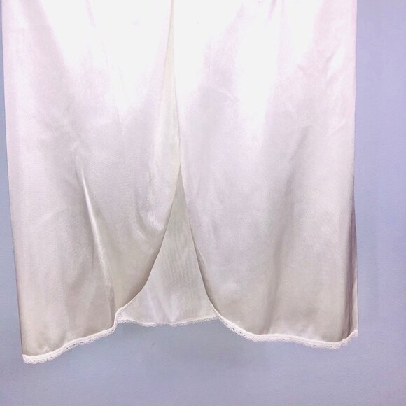 Vintage 80s Womens S Ivory Half Slip Lace Trim Elastic Back Slit - Picture 7 of 7